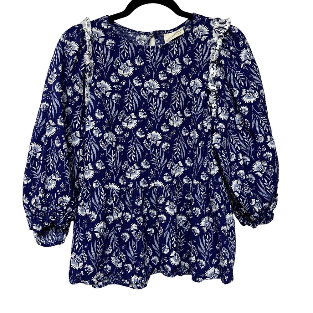 Universal Thread Floral Boho Blue Printed Shirt Size Small - Picture 1 of 5